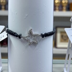 Black‎ Cord Crystal Star Bracelet Adjustable Celestial Minimalist Boho Luxe